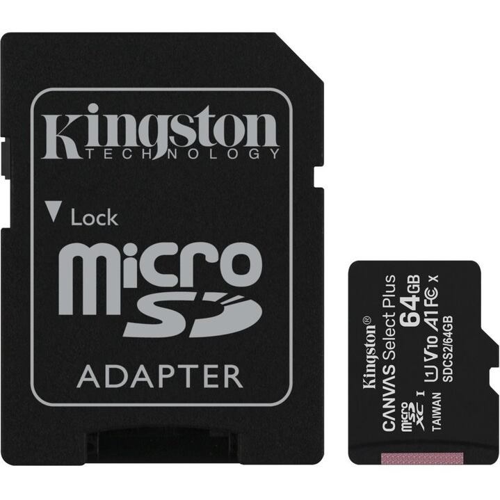KINGSTON Canvas SELECT Plus Micro SDXC 64GB Class 10 UHS-I s adaptrom (SDCS2/64GB)